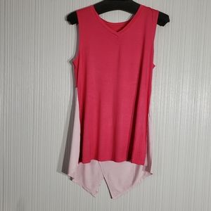 Logo Layers by Lori Goldstein. Color-Block Knit Tank, Coral/Pink Sz M